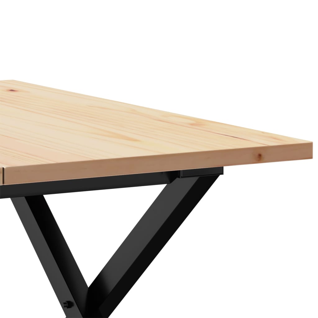 Couchtisch X-Gestell 60x60x40cm Massivholz Kiefer und Stahl