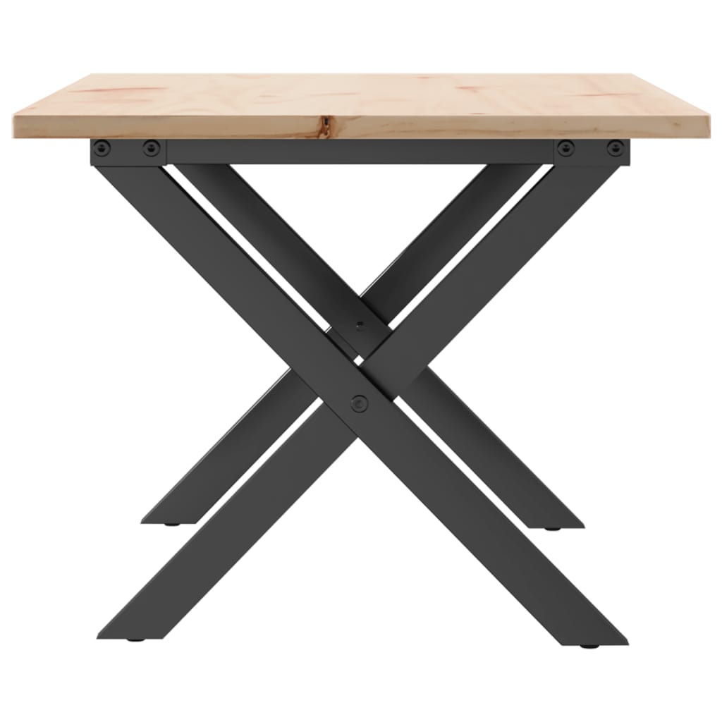 Couchtisch X-Gestell 80x50x40cm Massivholz Kiefer und Stahl