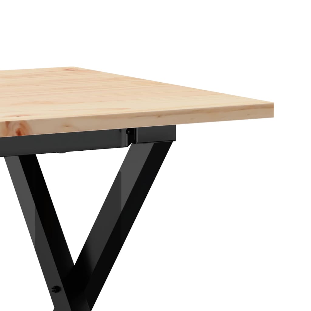Couchtisch X-Gestell 90x40x45cm Massivholz Kiefer und Stahl