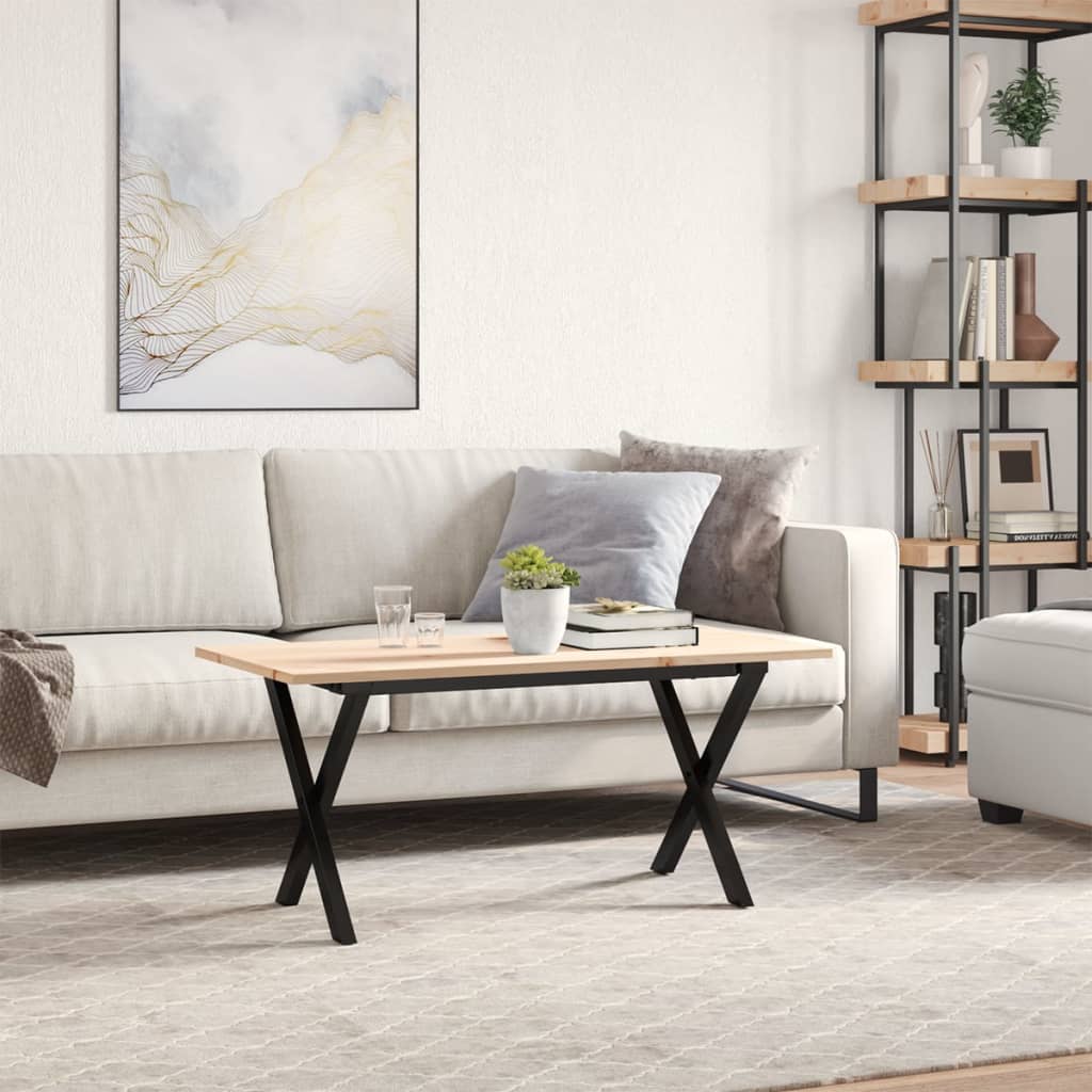 Couchtisch X-Gestell 100x50x45 cm Massivholz Kiefer & Stahl