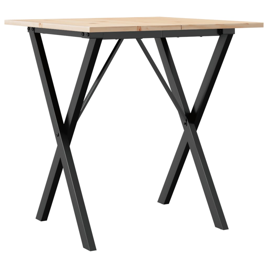 Esstisch X-Gestell 60x60x75 cm Massivholz Kiefer und Stahl