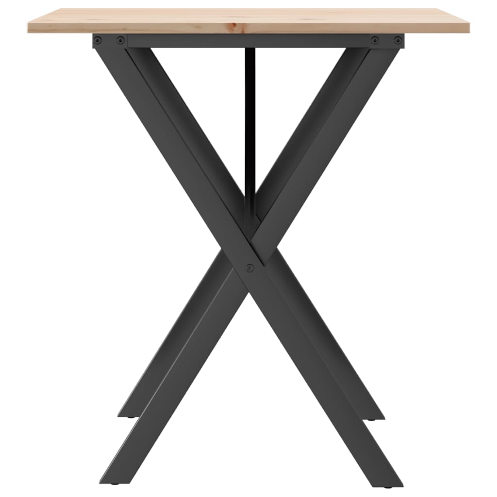 Esstisch X-Gestell 60x60x75 cm Massivholz Kiefer und Stahl