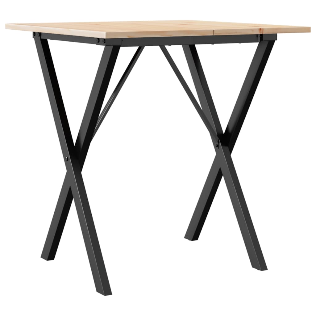 Esstisch X-Gestell 60x60x75 cm Massivholz Kiefer und Stahl