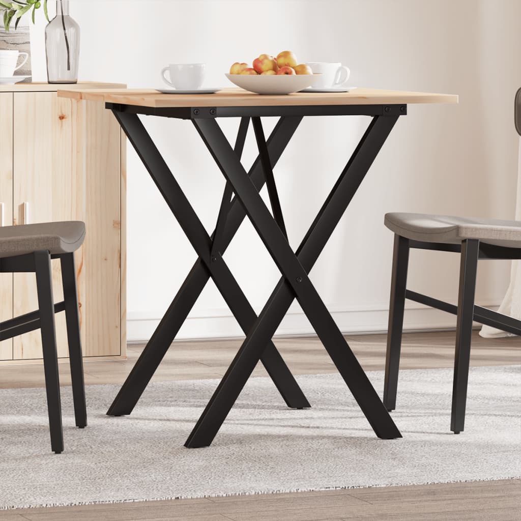 Esstisch X-Gestell 60x60x75 cm Massivholz Kiefer und Stahl