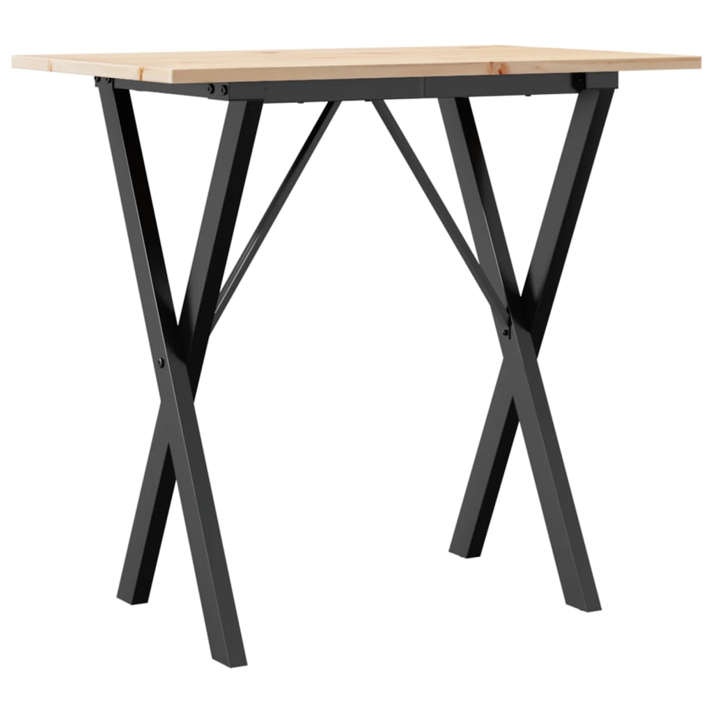Esstisch X-Gestell 80x50x75 cm Massivholz Kiefer und Stahl