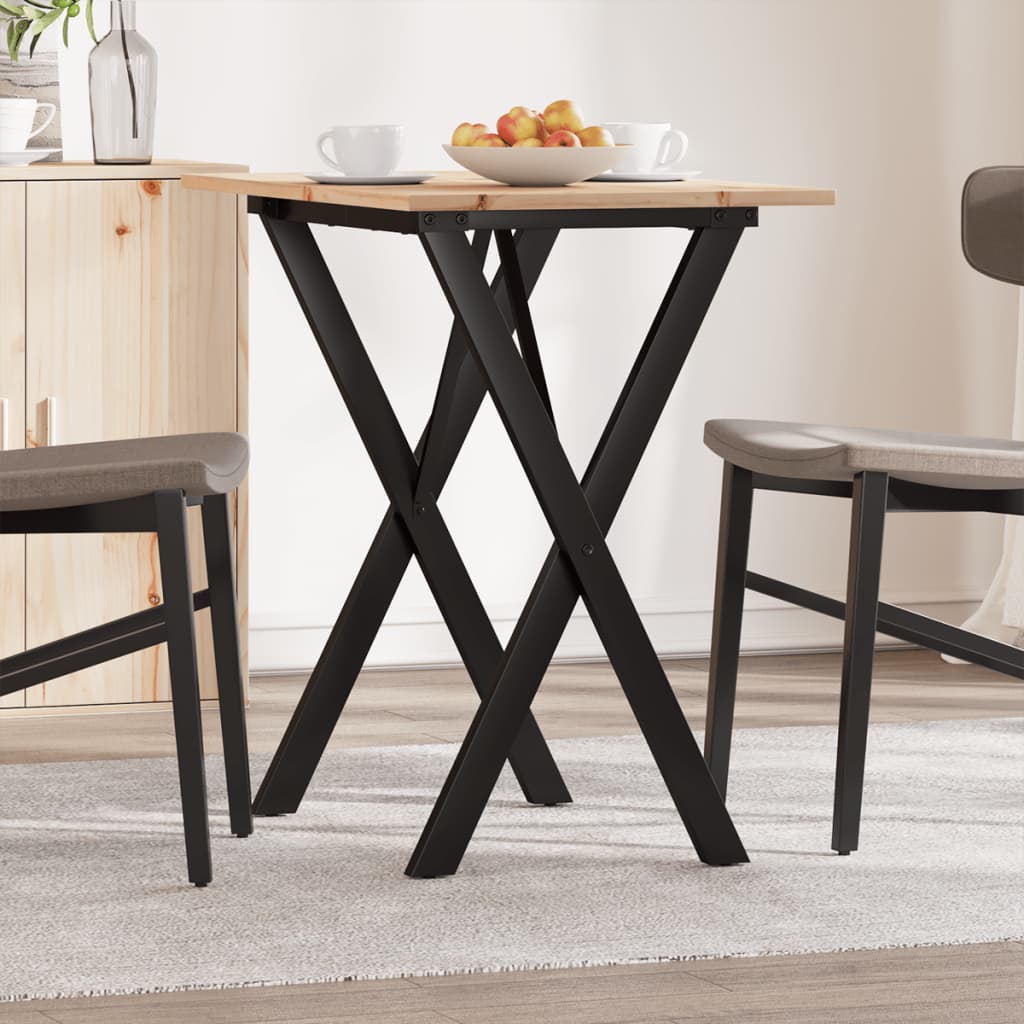 Esstisch X-Gestell 80x50x75 cm Massivholz Kiefer und Stahl