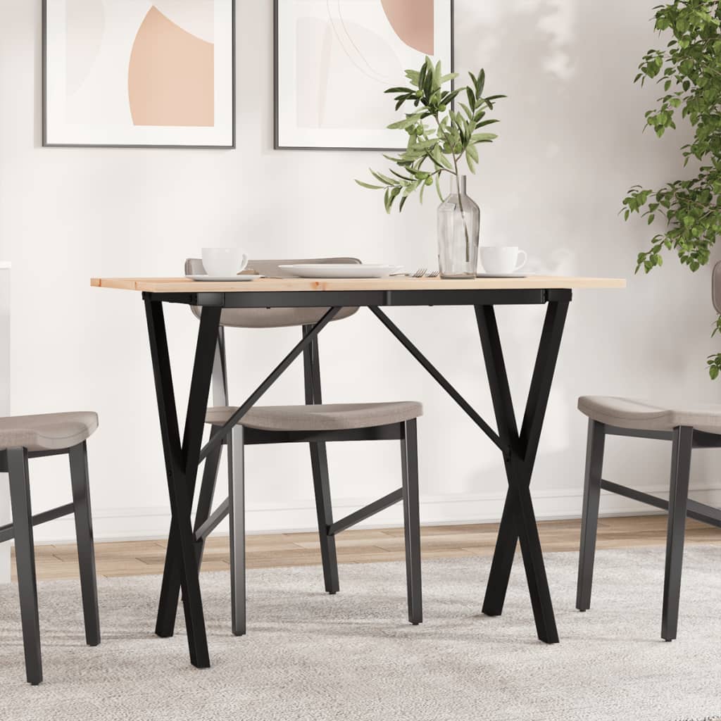 Esstisch X-Gestell 100x50x75 cm Massivholz Kiefer und Stahl