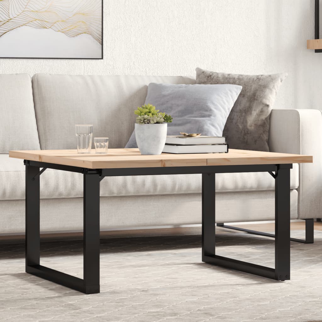 Couchtisch O-Gestell 80x80x45,5cm Massivholz Kiefer & Stahl