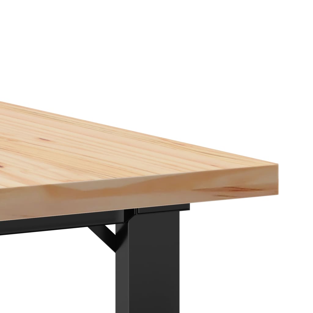 Couchtisch O-Gestell 90x90x45,5cm Massivholz Kiefer & Stahl