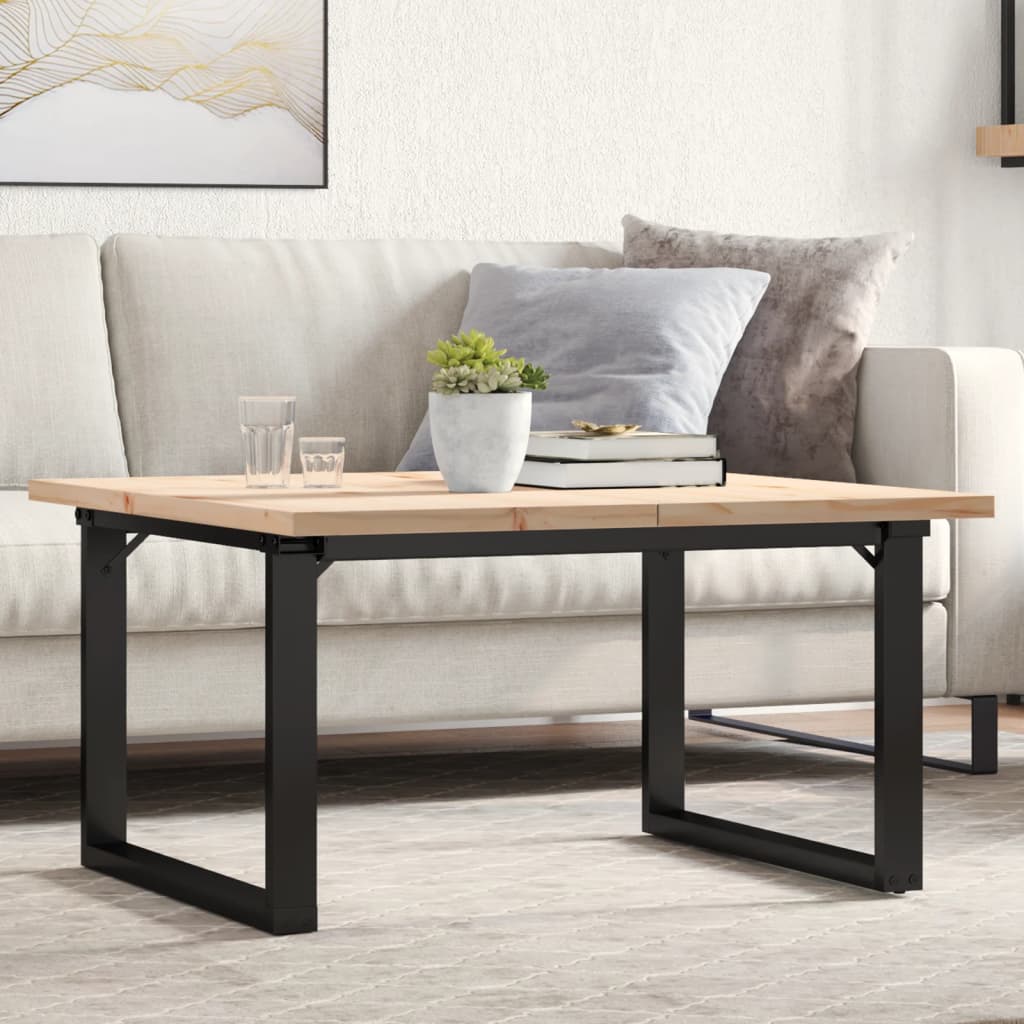 Couchtisch O-Gestell 90x90x45,5cm Massivholz Kiefer & Stahl
