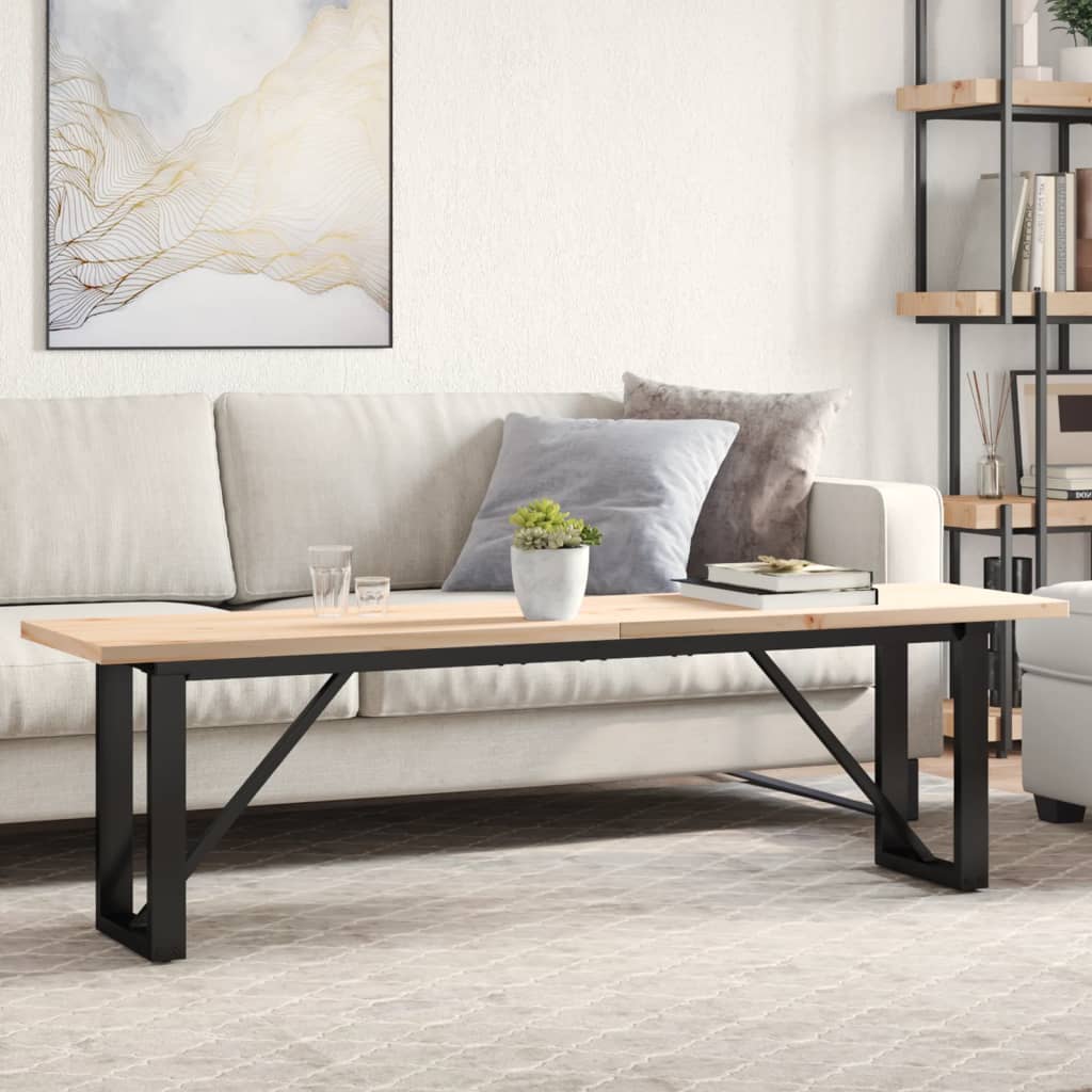Couchtisch O-Gestell 160x40x45,5 cm Massivholz Kiefer Stahl