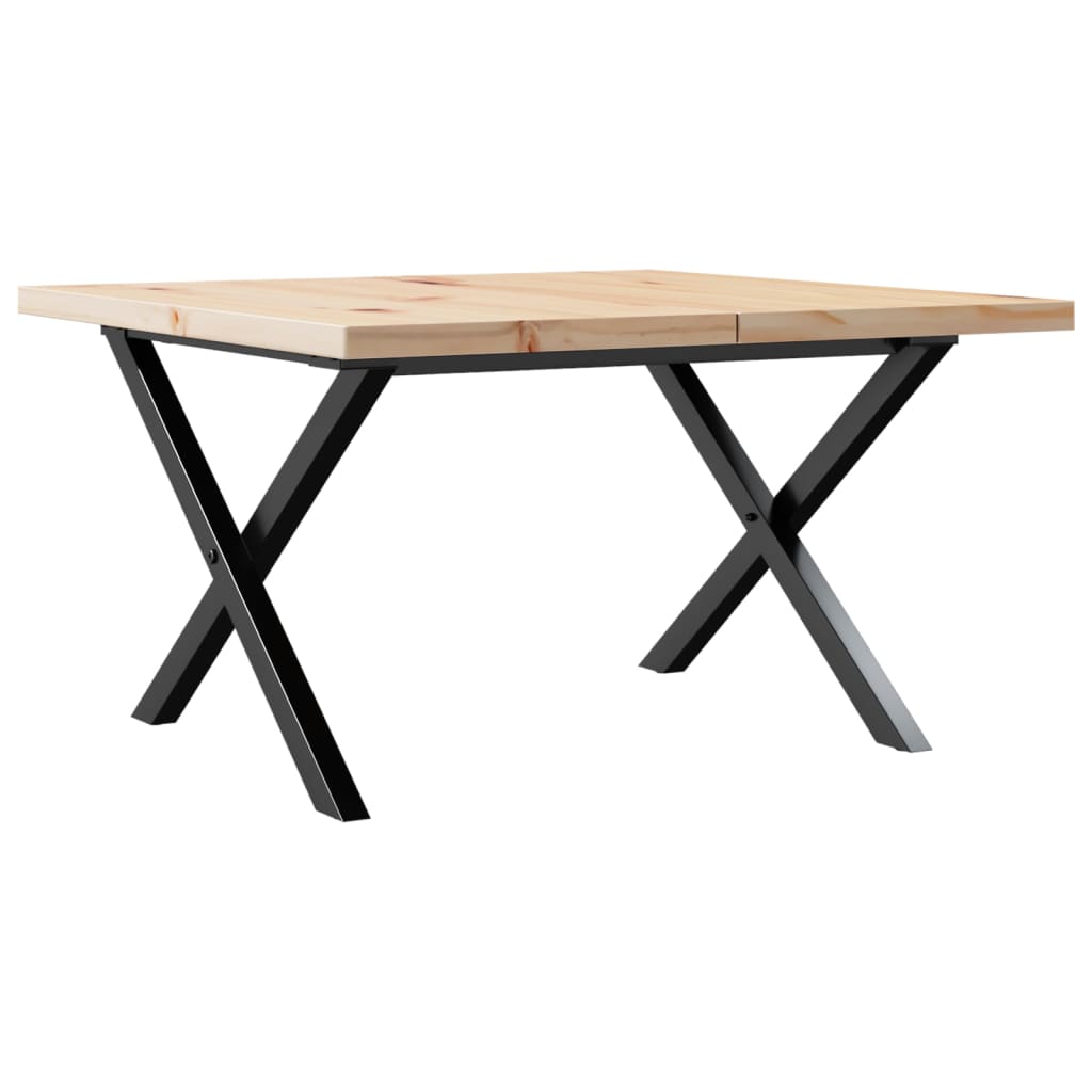 Couchtisch X-Gestell 60x60x40,5cm Massivholz Kiefer & Stahl