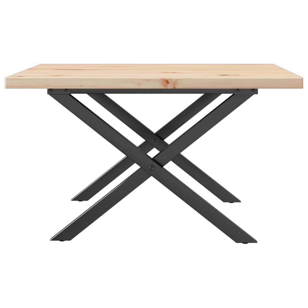Couchtisch X-Gestell 60x60x40,5cm Massivholz Kiefer & Stahl
