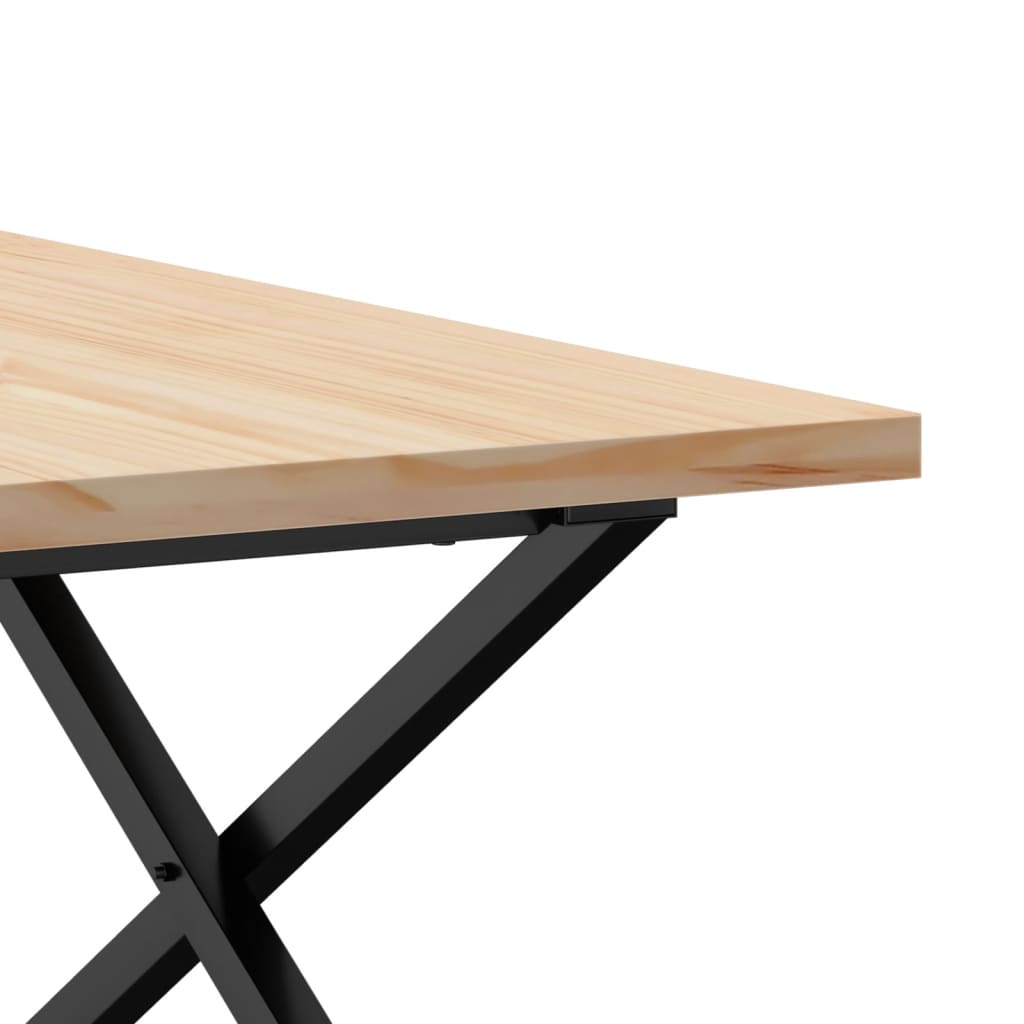 Couchtisch X-Gestell 90x90x45,5cm Massivholz Kiefer & Stahl