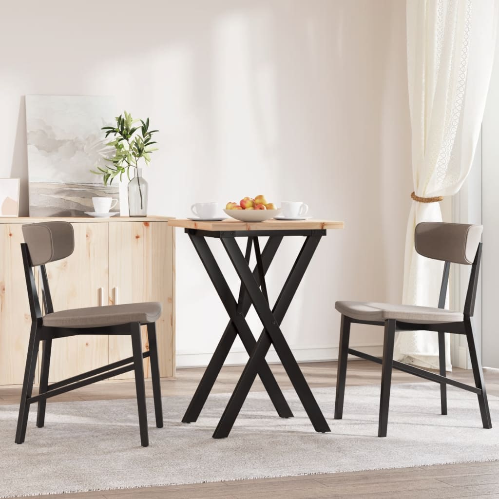 Esstisch X-Gestell 50x50x75,5cm Massivholz Kiefer und Stahl