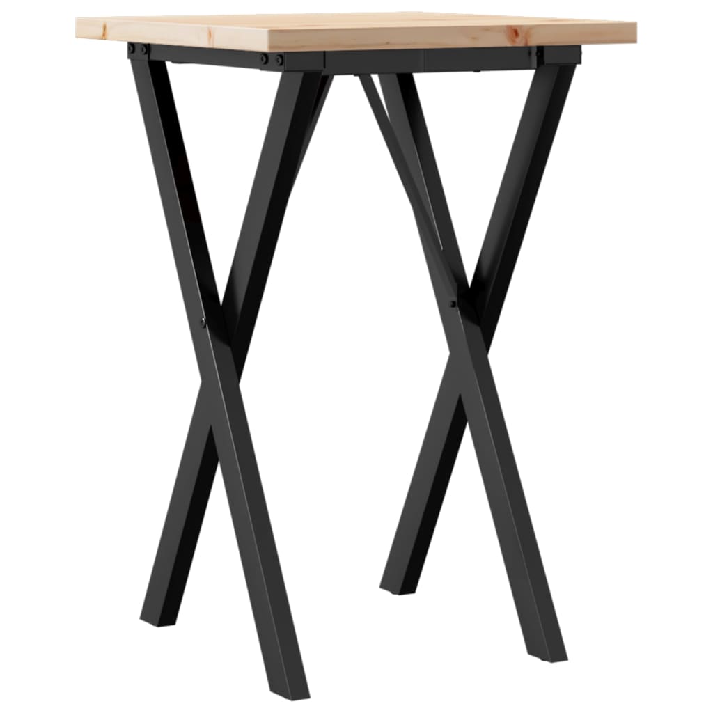 Esstisch X-Gestell 50x50x75,5cm Massivholz Kiefer und Stahl