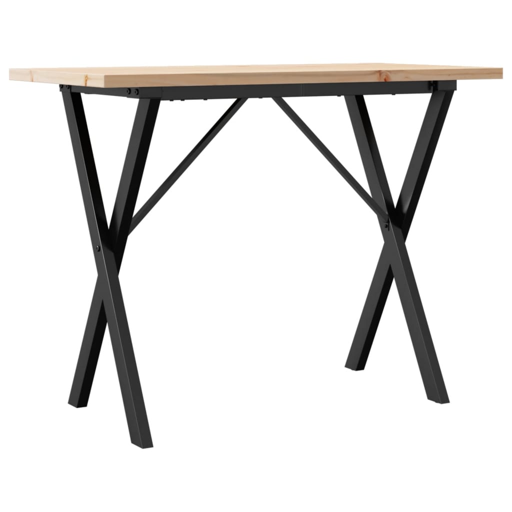 Esstisch X-Gestell 100x50x75,5 cm Massivholz Kiefer & Stahl