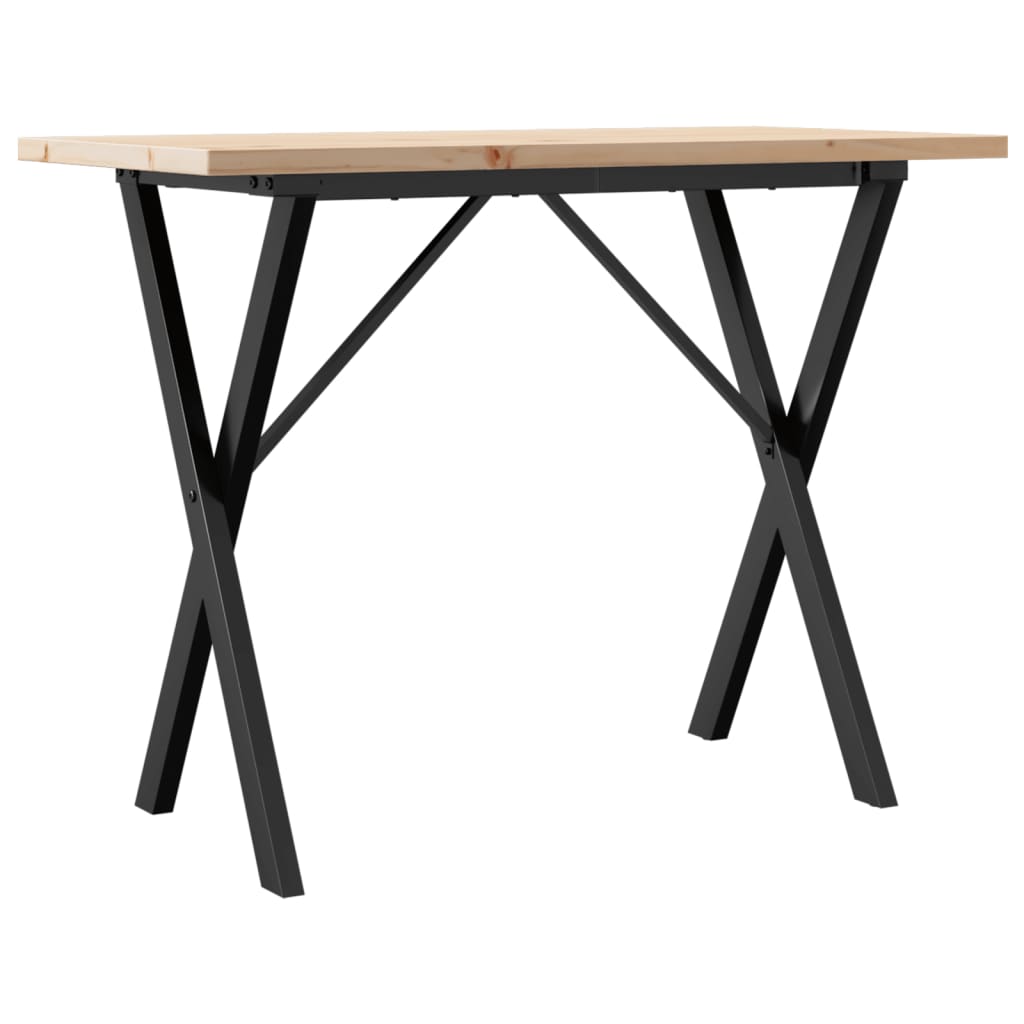 Esstisch X-Gestell 100x50x75,5 cm Massivholz Kiefer & Stahl