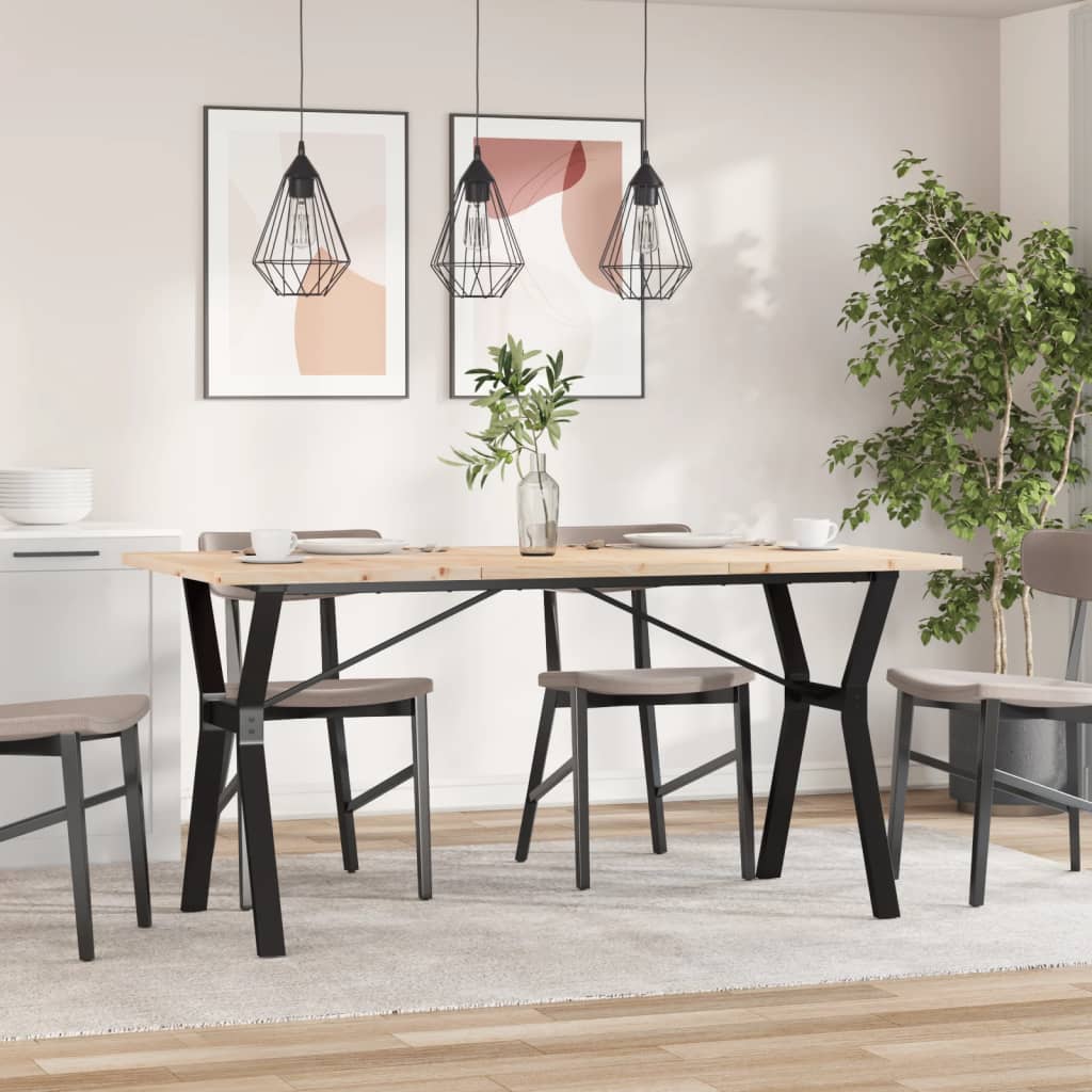 Esstisch Y-Gestell 160x80x75,5 cm Massivholz Kiefer & Stahl