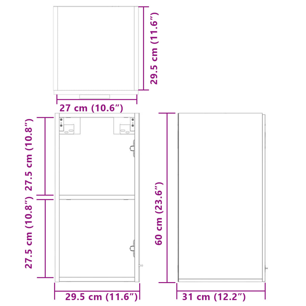 Hängeschrank Lyon Sonoma-Eiche 29,5x31x60 cm Holzwerkstoff