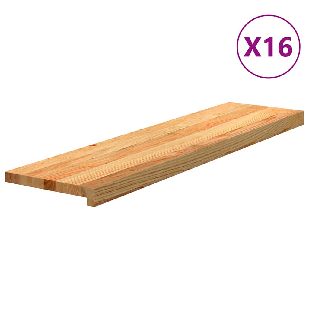 Treppenstufen 16 Stk. Hellbraun 100x30x2 cm Massivholz Eiche