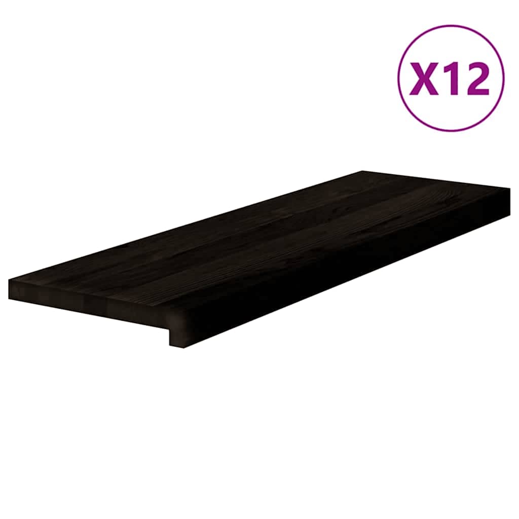 Treppenstufen 12 Stk. Dunkelbraun 80x25x2 cm Massivholz Eiche