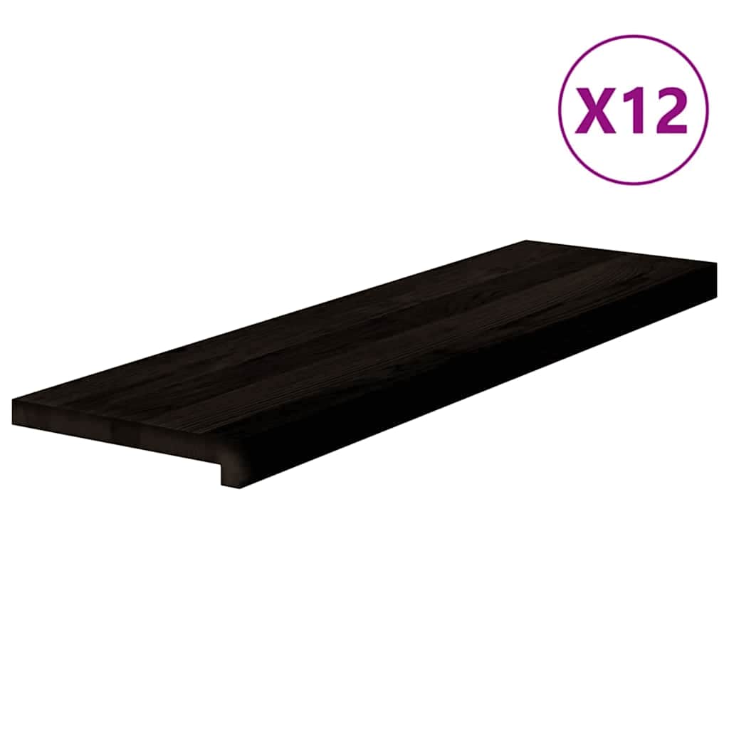Treppenstufen 12 Stk. Dunkelbraun 90x25x2 cm Massivholz Eiche