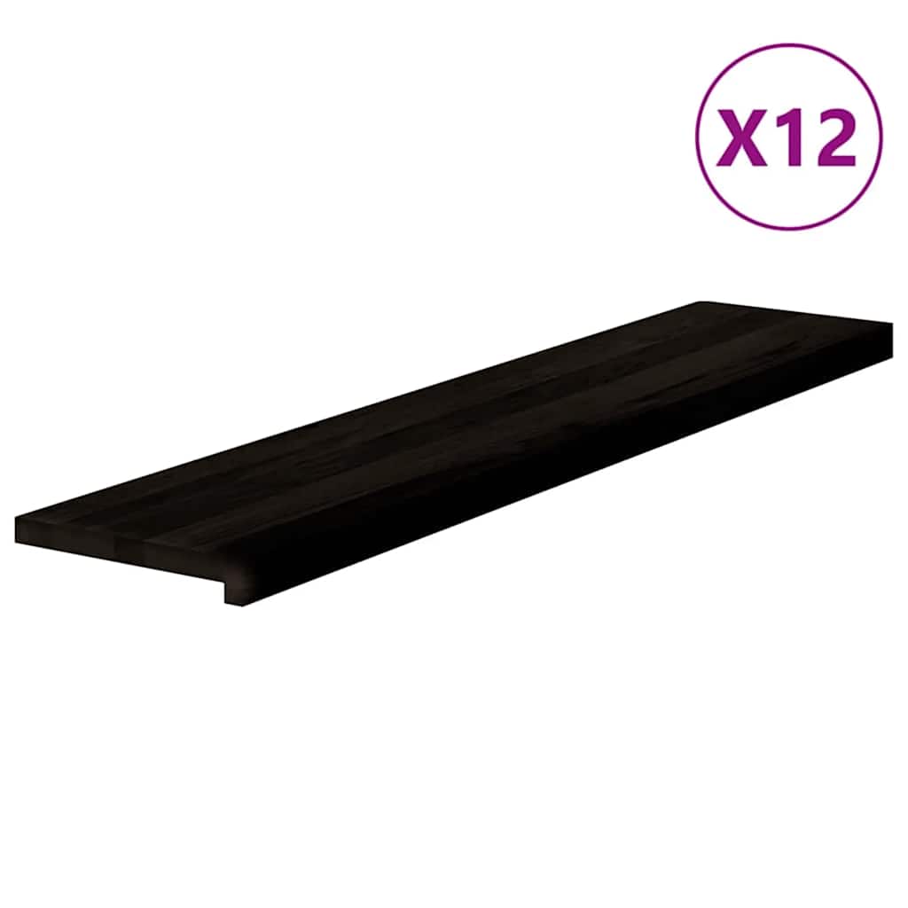 Treppenstufen 12 Stk. Dunkelbraun 120x25x2 cm Massivholz Eiche