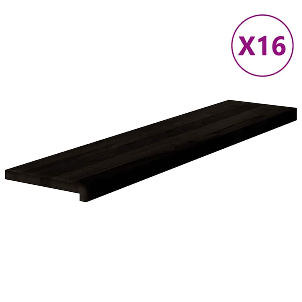 Treppenstufen 16 Stk. Dunkelbraun 110x25x2 cm Massivholz Eiche