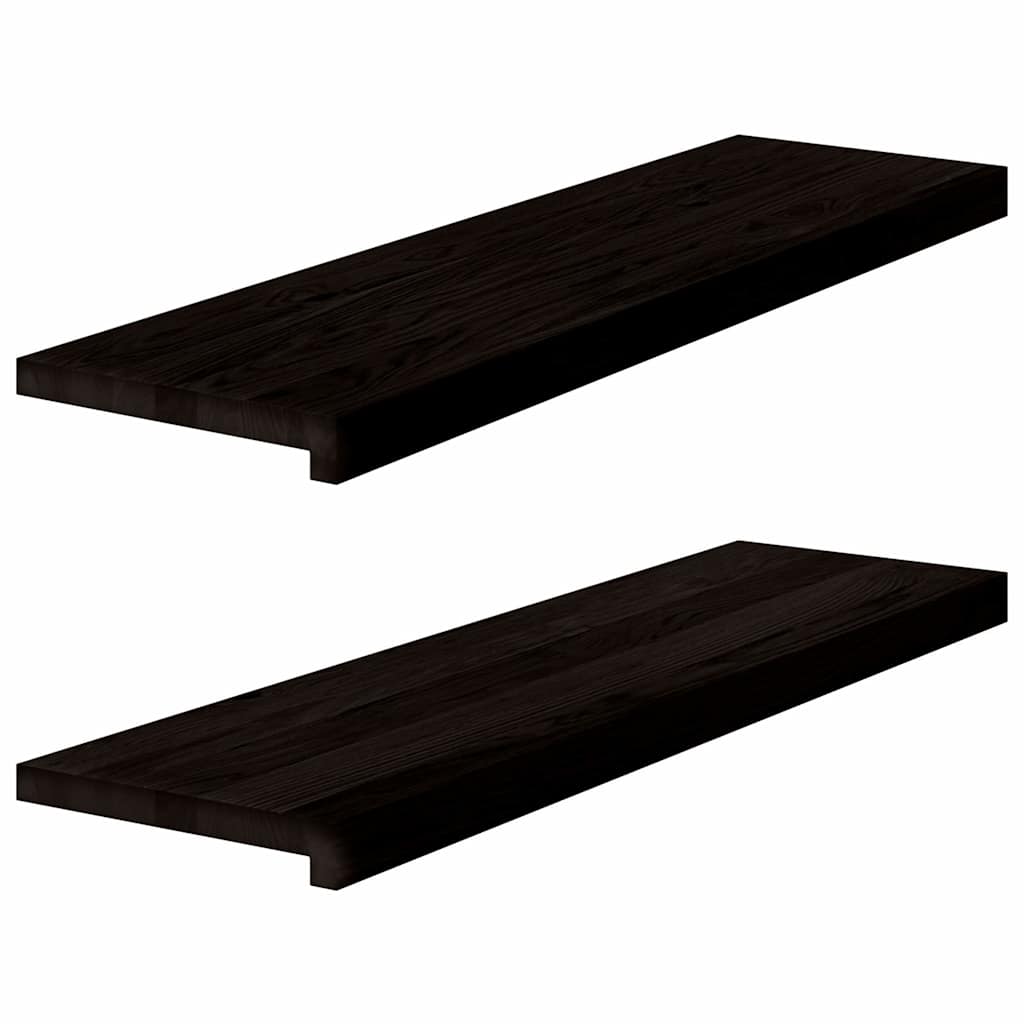 Treppenstufen 2 Stk. Dunkelbraun 90x30x2 cm Massivholz Eiche