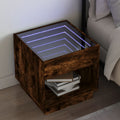 Nachttisch mit Infinity-LED Räuchereiche 50x50x50 cm