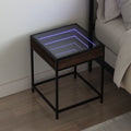 Nachttisch mit Infinity-LED Braun Eichen-Optik 40x40x51 cm