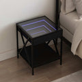 Nachttisch mit Infinity-LED Schwarz 40x40x49 cm