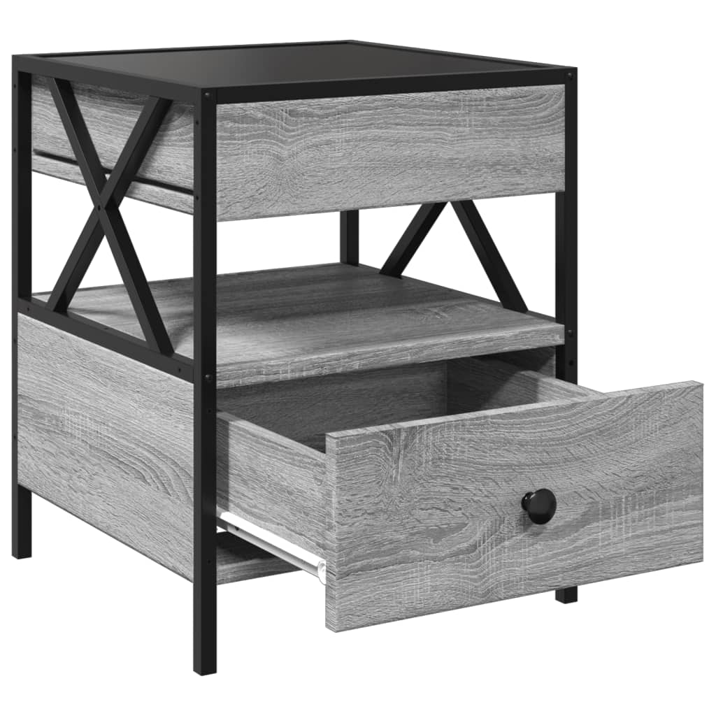 Nachttisch mit Infinity-LED Grau Sonoma 40x40x51 cm