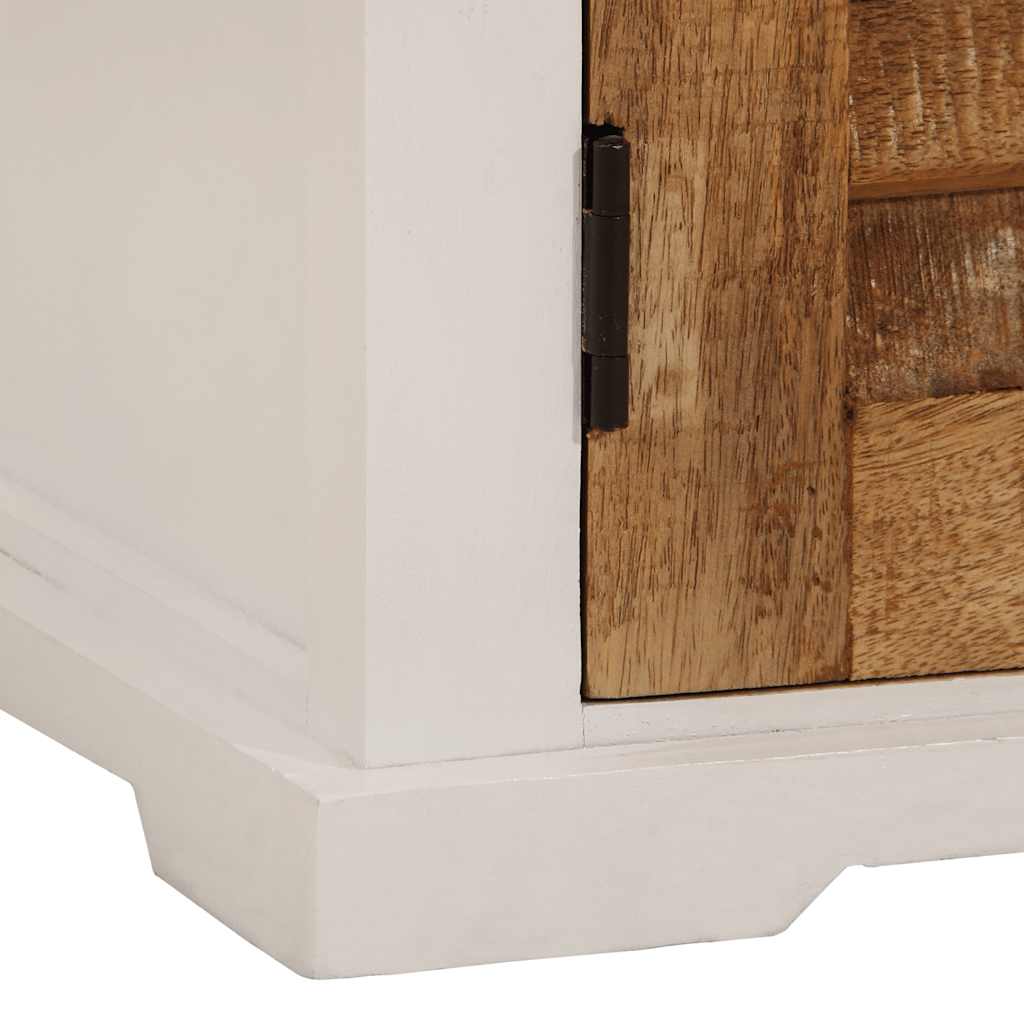 Sideboard Weiß und Braun 55x30x73 cm Massivholz Mango