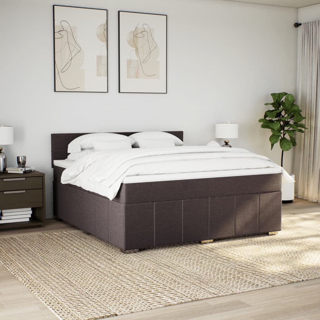 Boxspringbett mit Matratze Dunkelbraun 180x200 cm Stoff