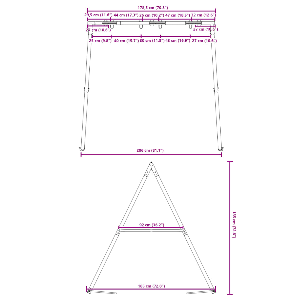 Schaukelgestell für den Außenbereich B 206 x H 185 cm
