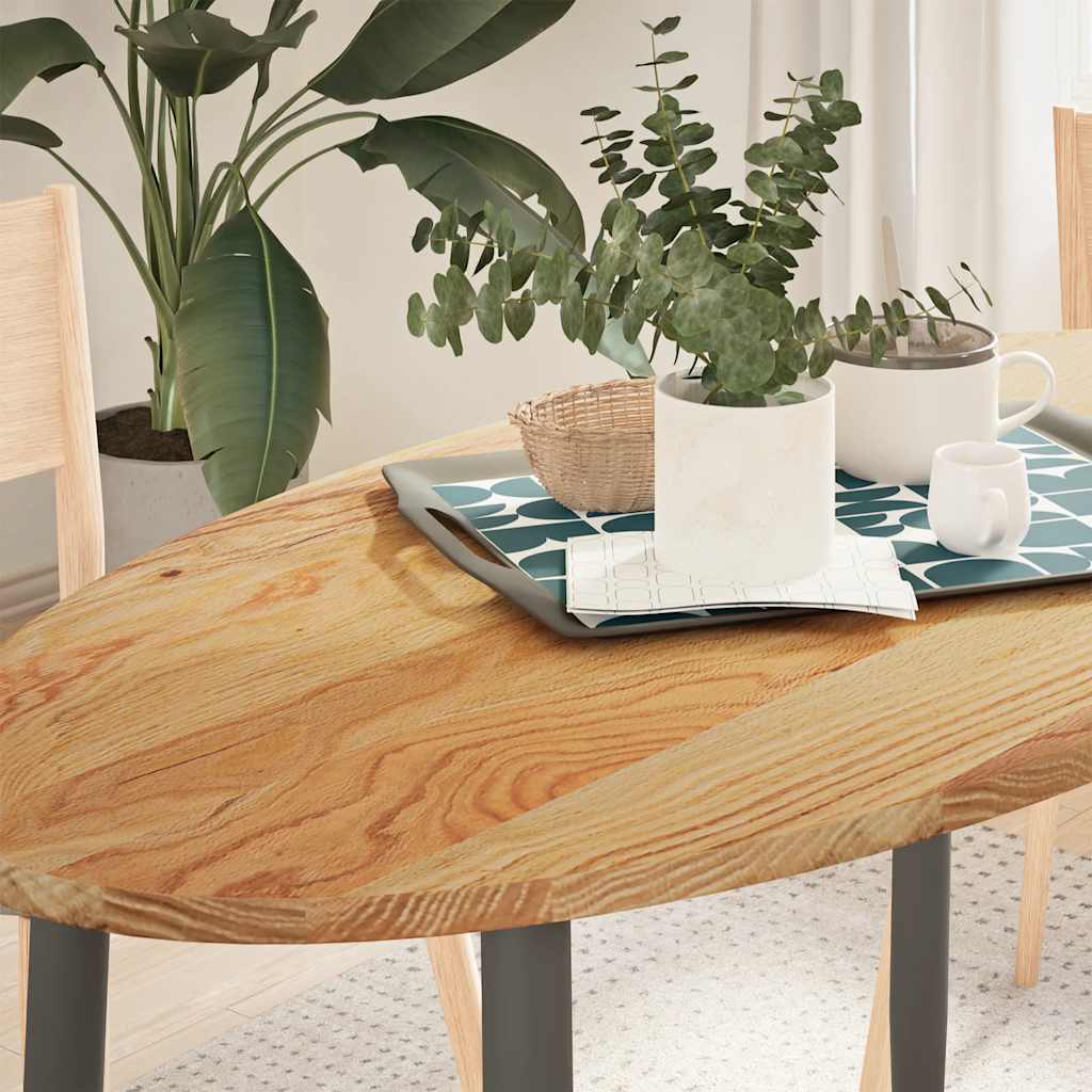 Tischplatte Hellbraun 120x60x2 cm Massivholz Eiche Oval