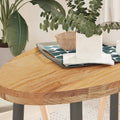 Tischplatte Hellbraun 100x50x4 cm Massivholz Eiche Oval