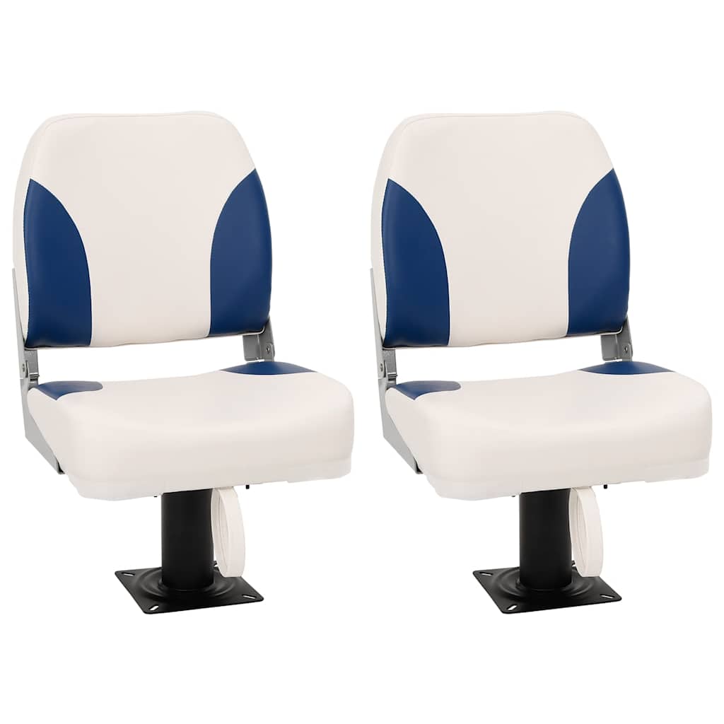 Klappbarer Bootsitz 2er-Set Blau und Weiß 41x36x48 cm