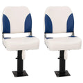 Klappbarer Bootsitz 2er-Set Blau und Weiß 41x36x48 cm