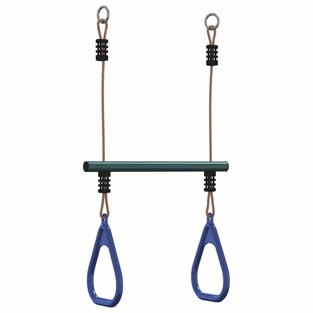 Trapezstange mit Turnringen für Kinder Blau Dunkelgrün Stahl