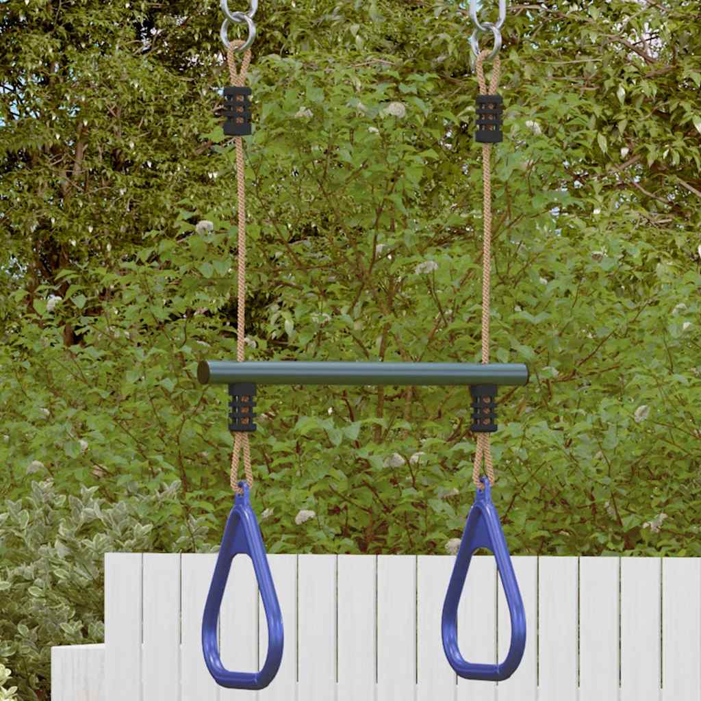 Trapezstange mit Turnringen für Kinder Blau Dunkelgrün Stahl