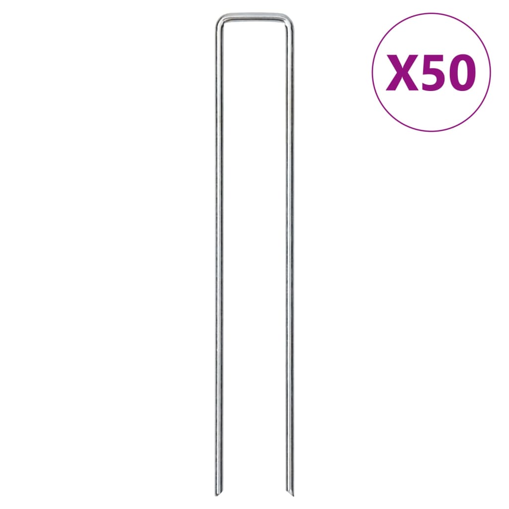Bodenanker 50 Stk. U-Form 20x4 cm Verzinkter Stahl