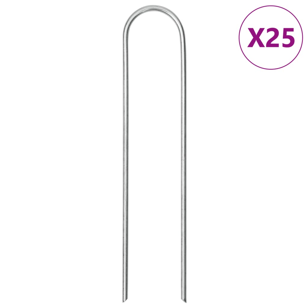 Bodenanker U-Form 25 Stk. 15x3,5 cm Verzinkter Stahl