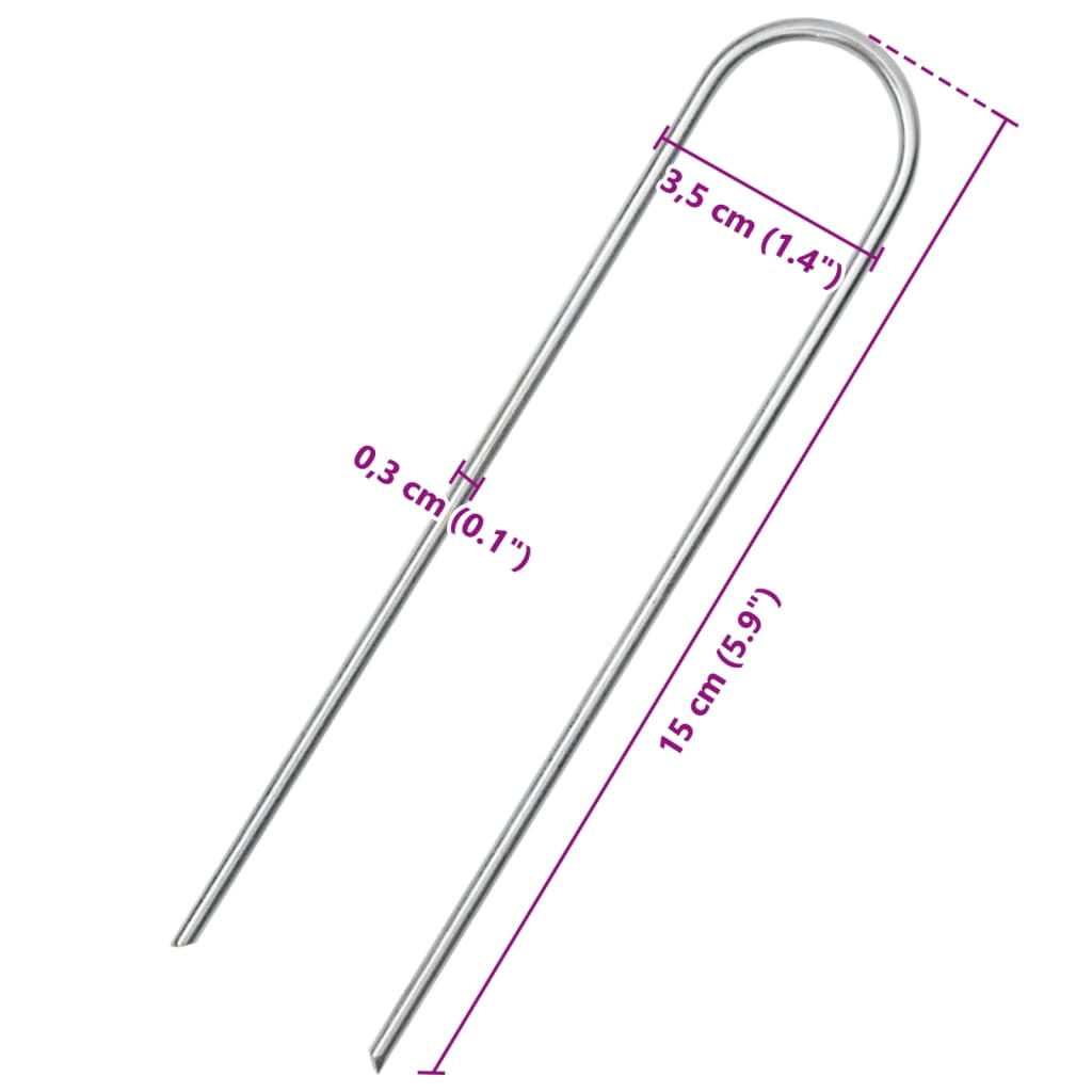 Bodenanker 50 Stk. U-Form 15x3,5 cm Verzinkter Stahl