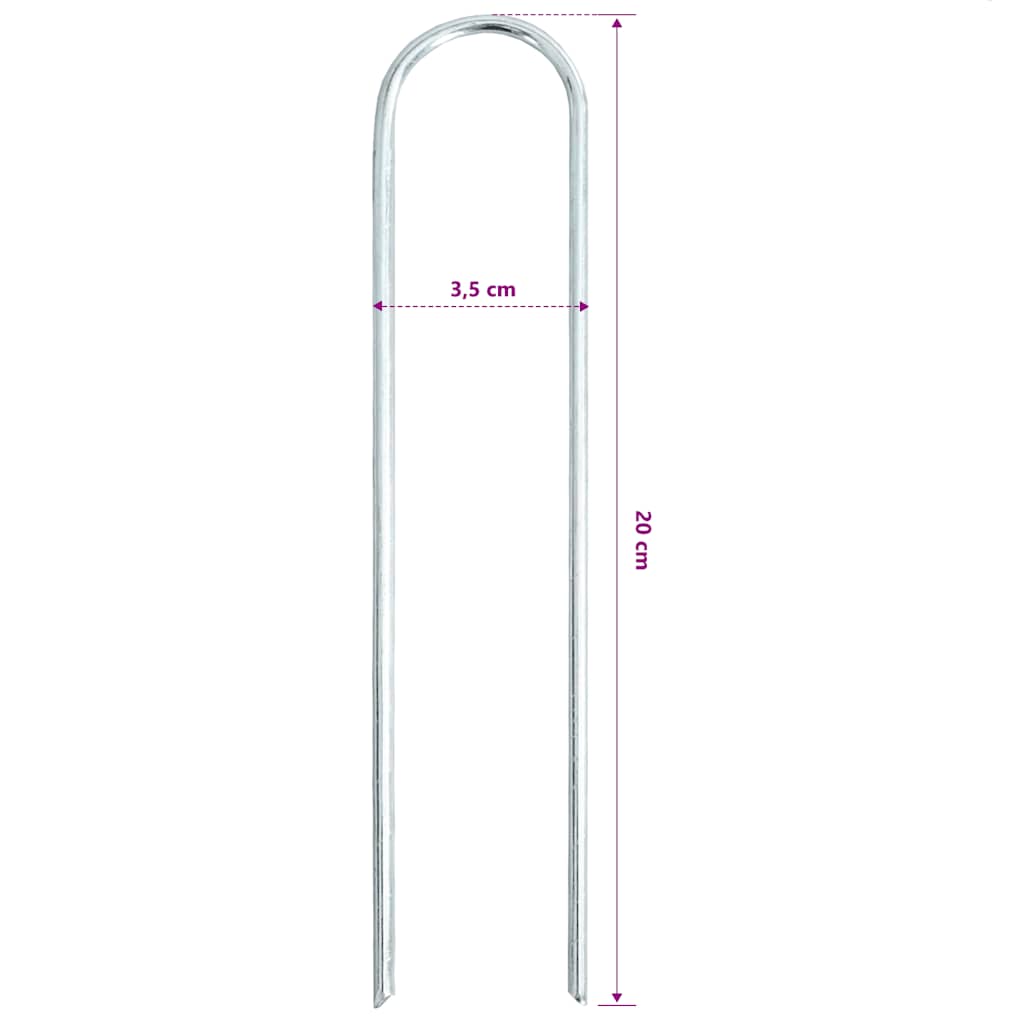 Bodenanker 50 Stk. U-Form 20x3,5 cm Verzinkter Stahl