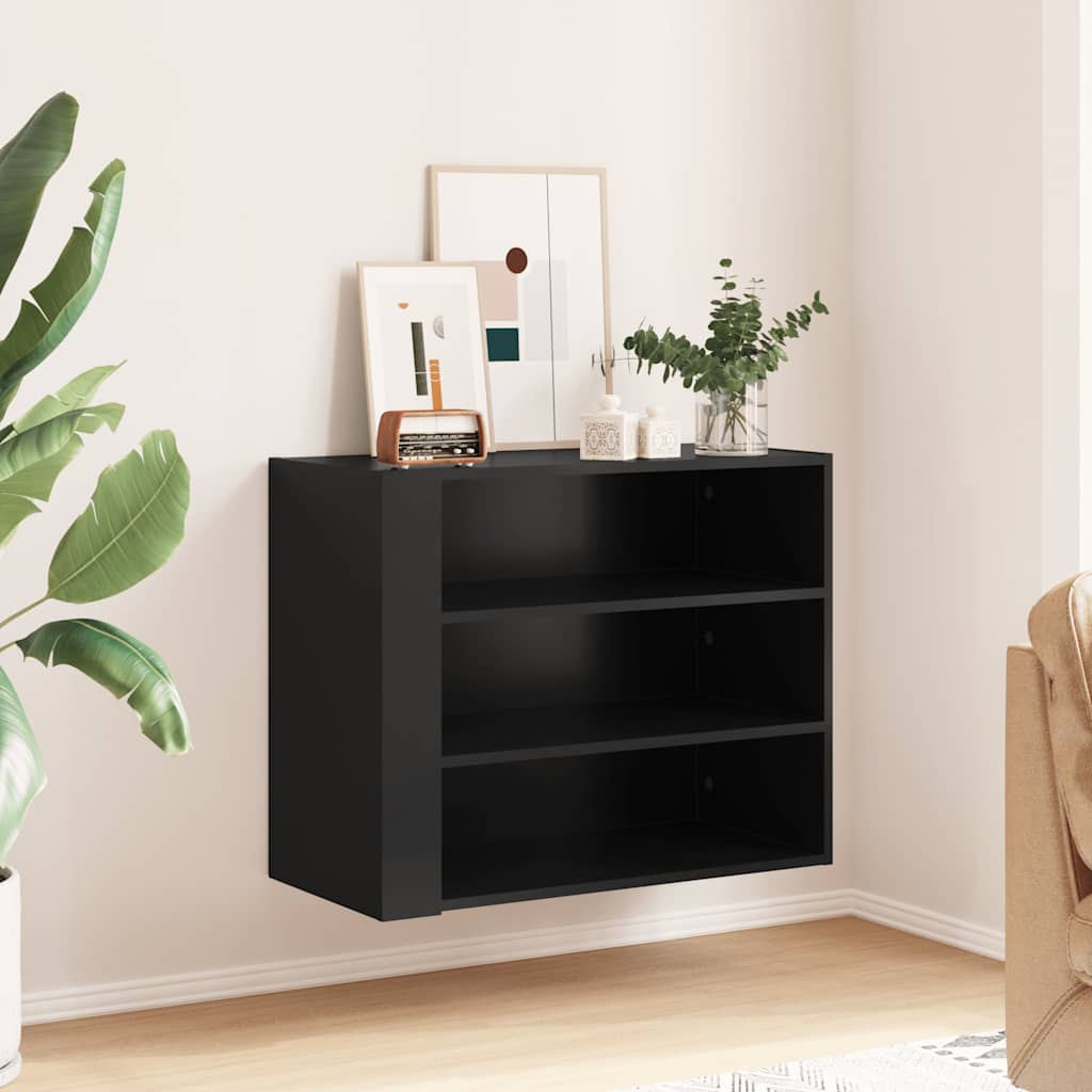 Wandregal Schwarz 75x35x60 cm Holzwerkstoff