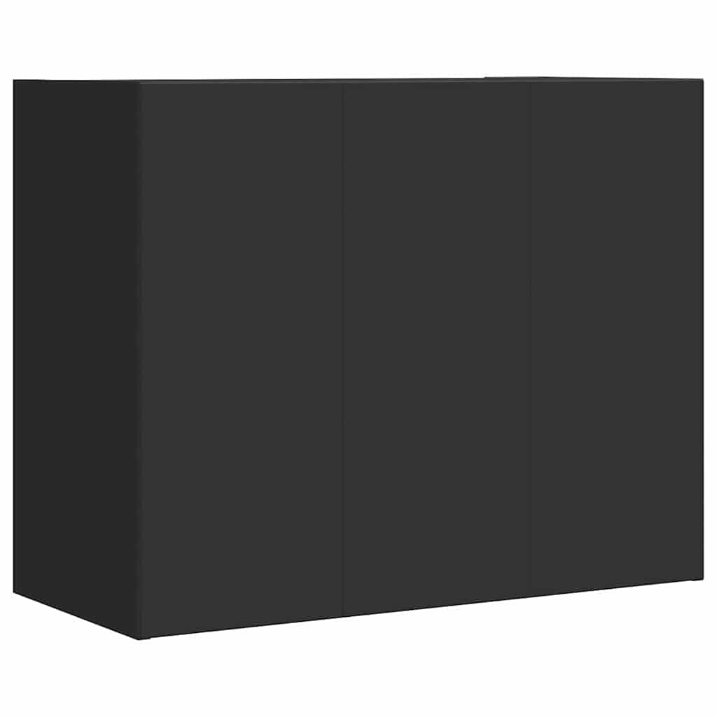Wandregal Schwarz 75x35x60 cm Holzwerkstoff