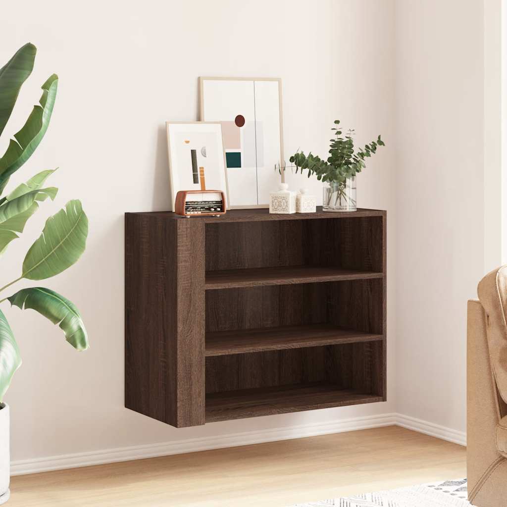 Wandregal Braun Eichen-Optik 75x35x60 cm Holzwerkstoff